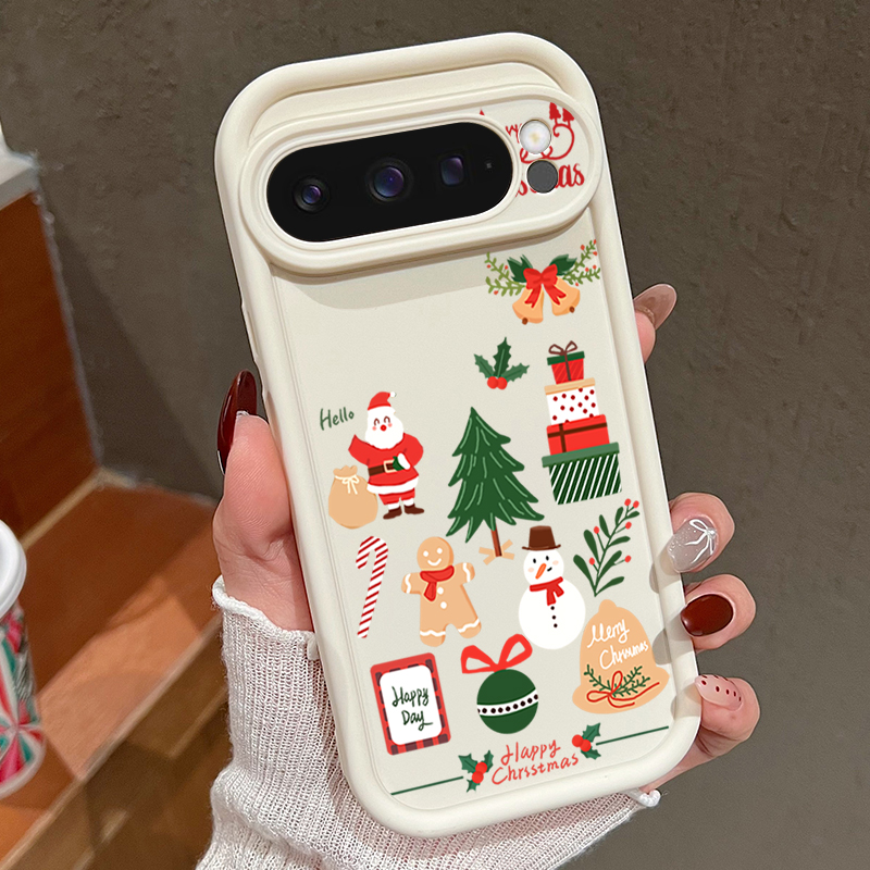 Google Pixel 8A - 해피 크리스마스 패턴 소프트 TPU 폰